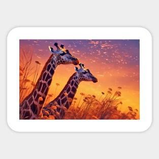 Giraffe Animal Wildlife Wilderness Colorful Realistic Illustration Sticker